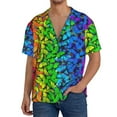 thumbnail image 3 of Honeii 's Multicolored Butterflies for men's short-sleeved button-up collared shirt featuring a pocket, perfect for beach vacations, and travel adventures., 3 of 5