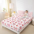 thumbnail image 4 of Erosebridal Bow Knot Pattern Bed Sheets King,Cartoon Bow Bowknot Bedding Sets King Size,Red Hlove Dots Sheet Set King For Teens,Lightweight Bedroom Decorative,4-Piece, 4 of 7