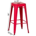 thumbnail image 4 of Basicwise 30-inch Backless Metal Bar Stool Stackable Heavy-Duty Counter-Height Chair for Home Bars Patios Kitchen Islands Cafes Restaurants Bistros and Dining Areas for Indoor & Outdoor Use, Red, 4 of 6
