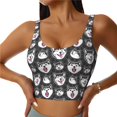 thumbnail image 1 of Fotbe HUSKY Face Sujetador Deportivo Largo sin Aros para Mujer con Almohadillas y Soporte Medio, Transpirable y Absorbente, Camiseta Tipo Chaleco o Tank Top-Large, 1 of 8