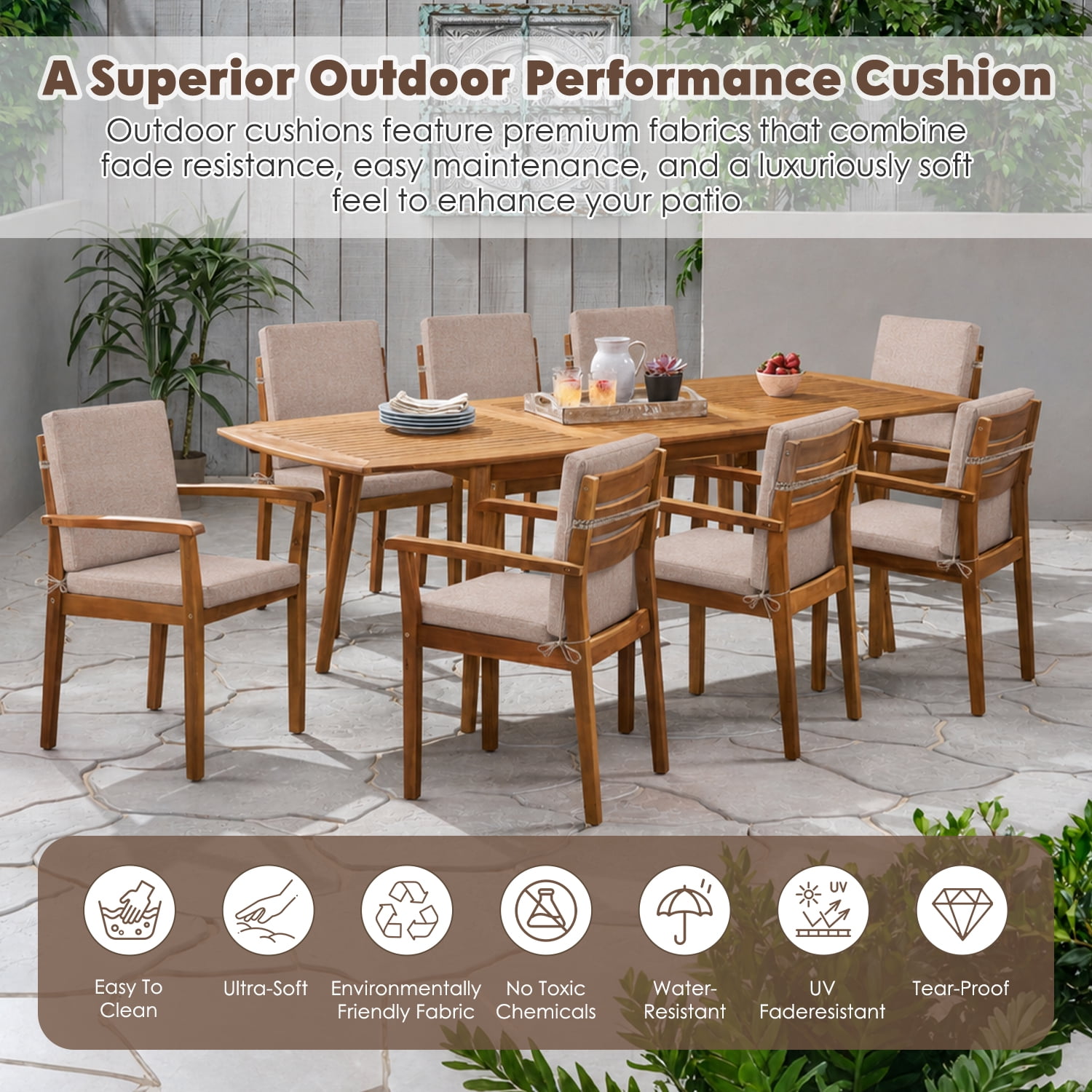 MOONORAH Outdoor Chair Cushions, 42"L x 18"W High Density Sponge with Zipped Waterproof Seat Cushion, Rectangle Patio Seat Cushion for Garden Sofa Midback Rocking Chair, Linen