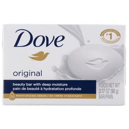 Dove Beauty Bar Soap Original, 3.17 oz, Pack of 4 Bars