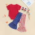 thumbnail image 3 of Okbabeha 4th Of July Baby Girl Outfit Letter Print Romper American Flag Flare Pants Fourth Of July, 3 of 8