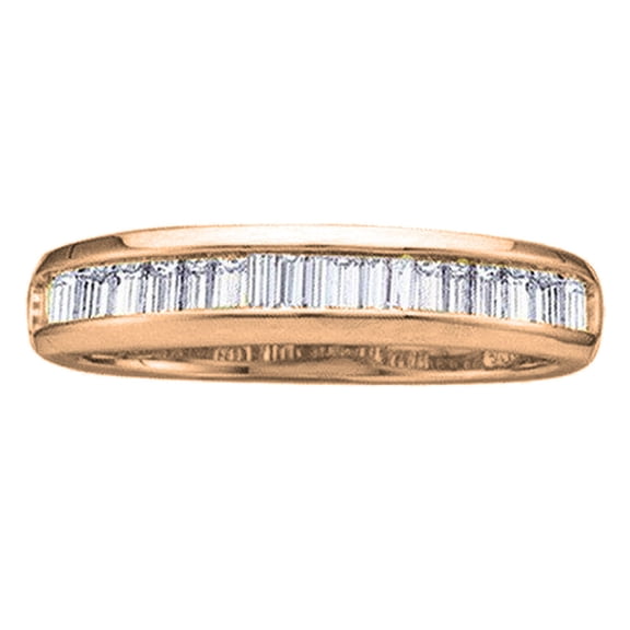 0.23 Carat (ctw) 18K Rose Gold Baguette Cut White Diamond Ladies Anniversary Wedding Band Stackable Ring 1/4 CT