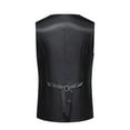 thumbnail image 4 of Sleeveless Shirts For Men Qiggri Men Fashion Retro Have Pockets Double-Breasted V-Neck Vest Tops Blouse Suit Vest For Men, 4 of 9