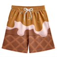 thumbnail image 4 of XUELUO Boys Pants Kids Summer Cartoon Ice Cream Print Elastic Waist Drawstring Loose Shorts Streetwear,Gold,5-6 Years, 4 of 4