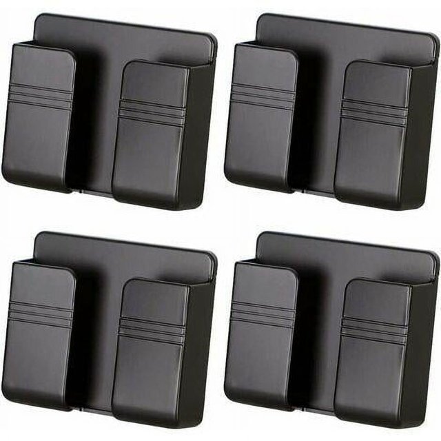 Soporte de pared para cargador de teléfono celular, 4 piezas de soporte de pared adhesivo 3M para cargador de teléfono celular, soporte de teléfono para ducha, cama, pared (negro)