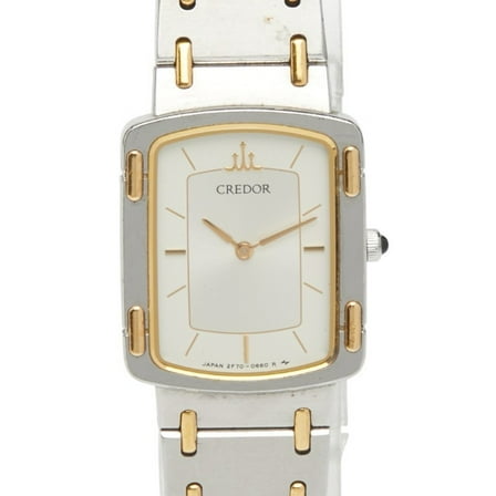 Pre-Owned Seiko Credor Watch 2F70-5600 Quartz Silver Dial Stainless Steel Plated... (Good)