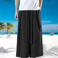 thumbnail image 2 of Summer Men's Loose Ice Silk Wide Leg Pants - Cotton Breathable Fabric, Casual Harlan Style - Solid Color Daily Wear, 2 of 6