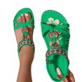 thumbnail image 3 of EliteGoogv Womens Flat Sandals Bohemian Hollow Out Rhinestone Flower Arch Support Toe Post Sandals For Women Summer Beach Shoes Womens Sandals Green US :5.5, 3 of 9