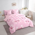 thumbnail image 3 of Feelyou Cartoon Bow-tie Bedding Comforter Set 7pcs, Pink Butterfly Knot King Bedding Sets, 3 of 8
