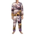 thumbnail image 3 of Kdxio Warm Sunflower Sleeping Cat Men’s Pajama Set Pajamas For Men 2 Piece PJ Set with Men Pajama Pants and Long Sleeve T-Shirt Lounge Set-X-Large, 3 of 7