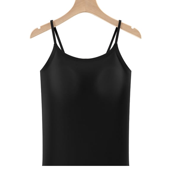 Wancir Built In Bra Padded Tank Tops for Women Winter Thermal Sleeveless Scoop Neck Vest with Shelf Bra