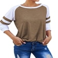 thumbnail image 3 of CHOK Women Stripe Stitching Short Sleeve Colorblock T-shirt, 3 of 5