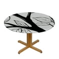 thumbnail image 3 of Nawypu  Table Cover Polyester Wrinkle Resistant Winter Tree Without Leaves Nature Theme Round Table Cover Tablecloths Washable Elastic Outdoor Round Winter Tables White Black, 3 of 7