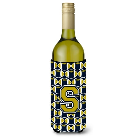 

Carolines Treasures CJ1074-SLITERK Letter S Football Blue and Gold Wine Bottle Beverage Insulator Hugger Wine Bottle