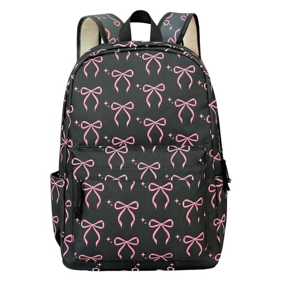Black Pink Bow Backpack - Sweet Cool Teen Style School Bag for Daily & Party Use