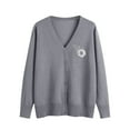 thumbnail image 2 of SYMOID Womens Gray Floral V-Neck Cardigan - Soft Acrylic Long Sleeve Button-Front, Layerable for Office/Casual Wear, Sizes S to XXXL,Size M, 2 of 5
