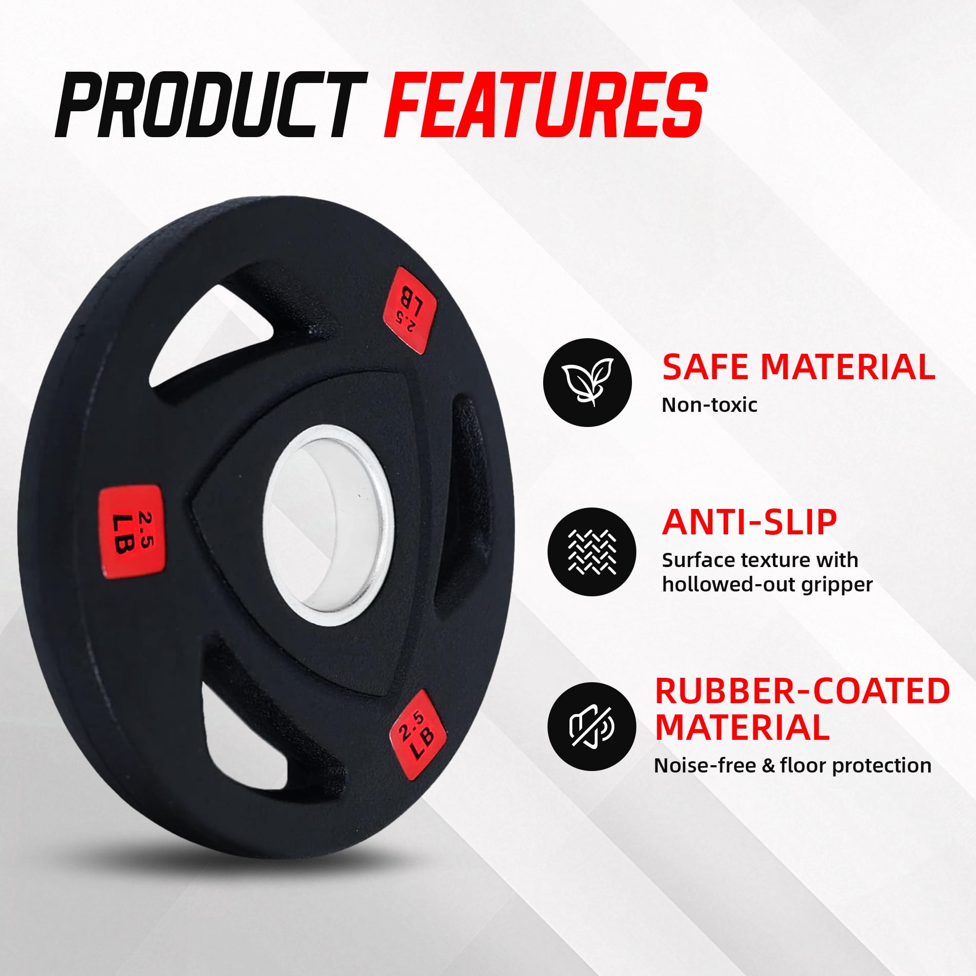 FlexWave 2-Inch Olympic Cast Iron Weight Plates，Multiple Sizes & Set Options, for Strength Training & Weightlifting