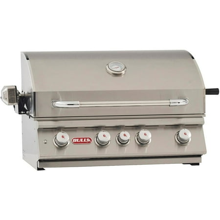 Bull 47628 Angus 30 inch Built-In Gas Grill Head with 751 sq. in. Cooking Area, 75000 Total BTU, Piezo Igniters, Twin Lighting System, Heavy Duty Thermometer, in Stainless Steel (Liquid Propane)