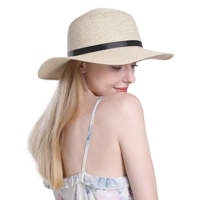 Txlixc Sombrero de paja de papel femenino, arco de ala ancha Txlixc moda