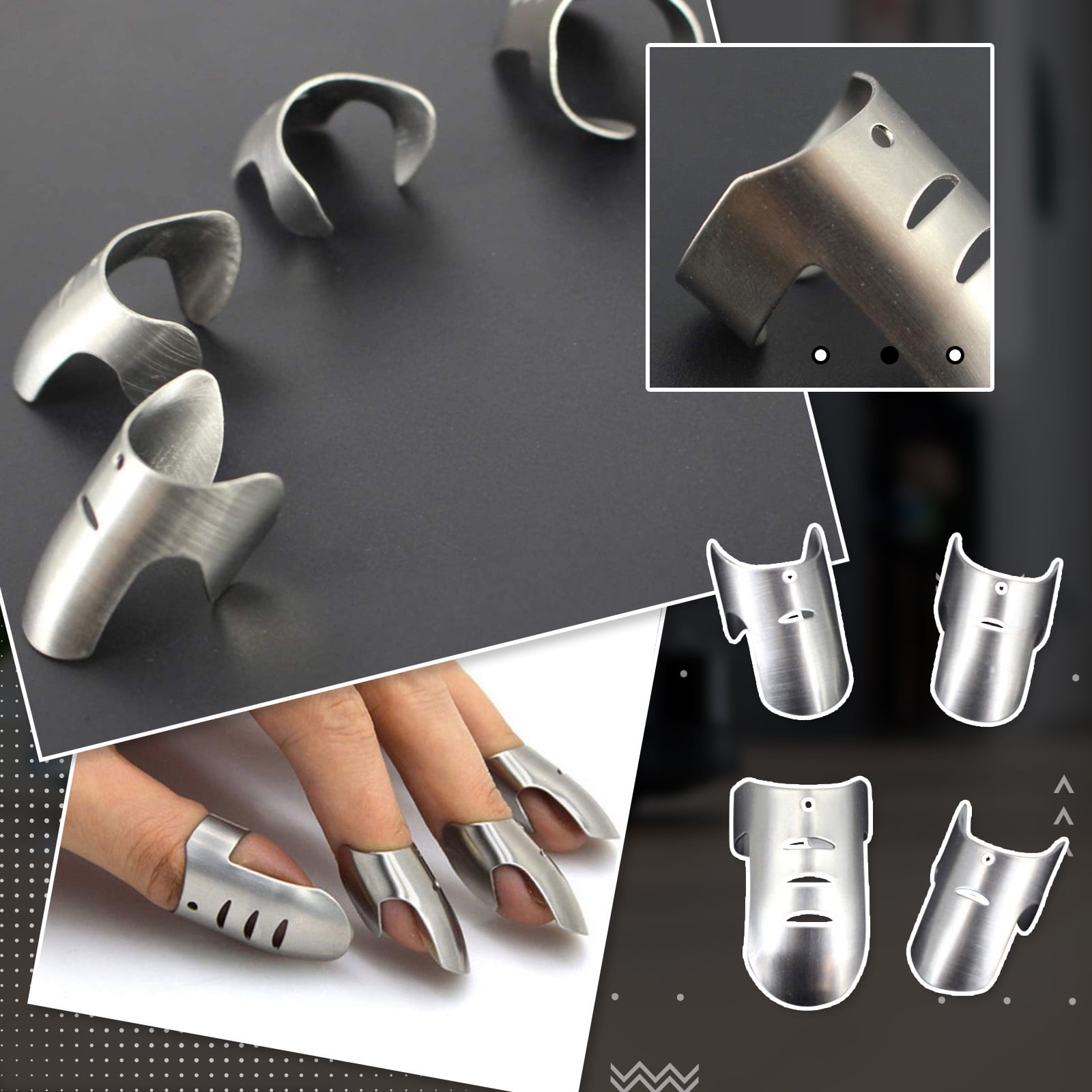 4PCS Finger Guard for Cutting Vegetables Stainless Steel Finger