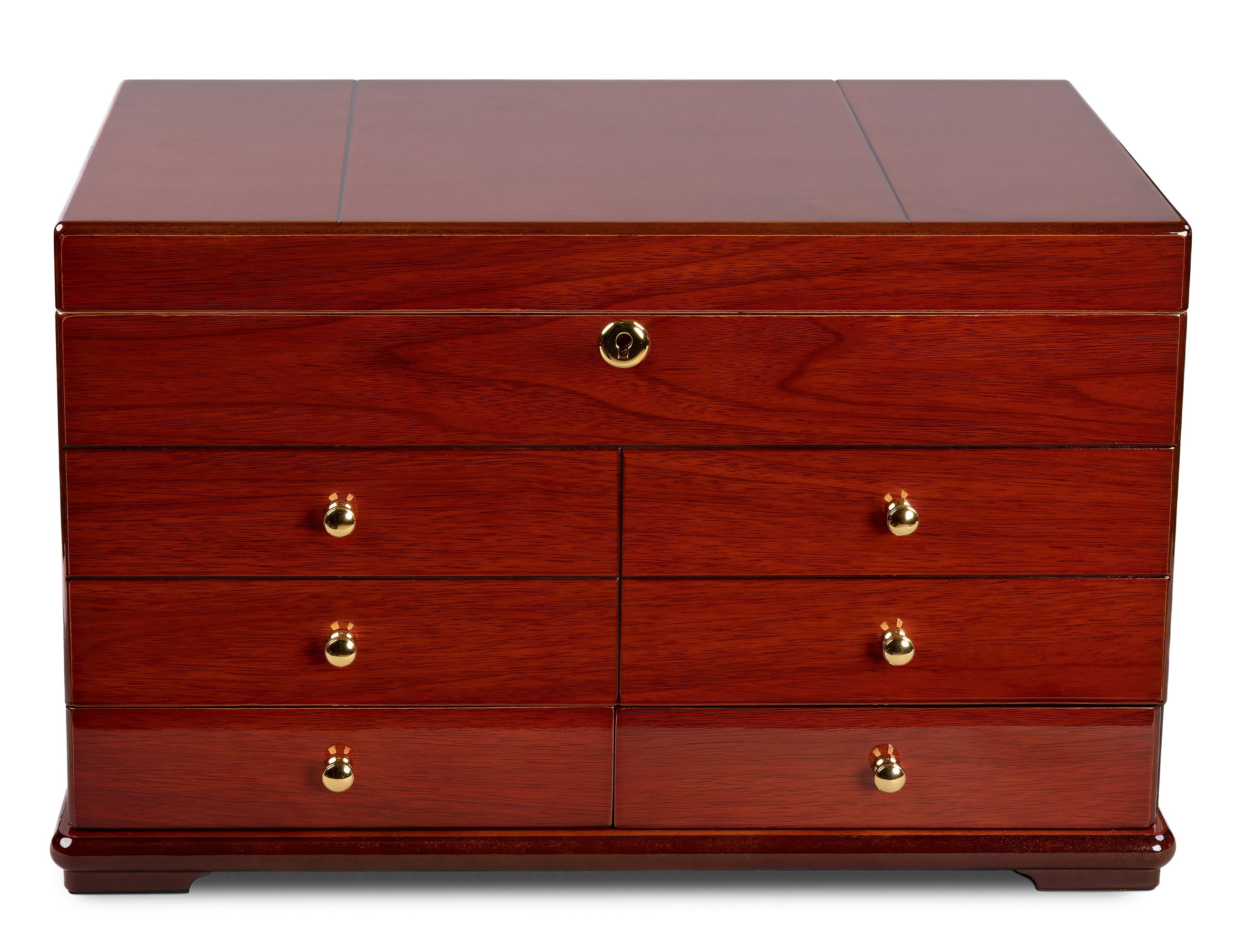 Landmark Desktop Cigar Humidor - High Gloss Cherry Lacquer Finish -Capacity: 300