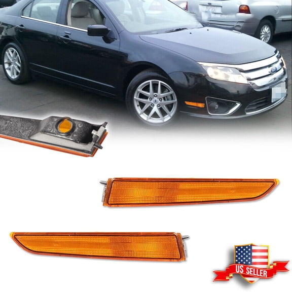 2PCS Amber Lens Front Bumper Side Marker Lights Lamps For 2010-2012 Ford Fusion
