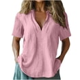 thumbnail image 2 of mfyjkho Tops Para Salir, Camisa Informal De Lino Con Cuello En V Y Manga Corta Para Mujer, Color Liso Tops Para Salir Para Mujer Xxl, 2 of 6
