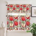 thumbnail image 6 of Abstract Golden Curtain Valances Set Water Ripple Dark Blue Sea Modern Art Kitchen Curtains 24&nbsp;inch Length Rod Pocket Valance and Tiers 3 Piece Set Small Bedroom Bathroom Laundry Decor, 6 of 9