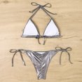 thumbnail image 5 of Woman's Removable Padding Triangle Swimsuit Top Crinkle Waves, 5 of 7