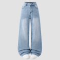 thumbnail image 2 of Teen Girl Jeans Blue Jeans Girls Straight Leg Jeans Wide Leg Jeans Girls High Waist Loose Pants with Pockets School Outfits for Girls 15-16 Years, 2 of 6