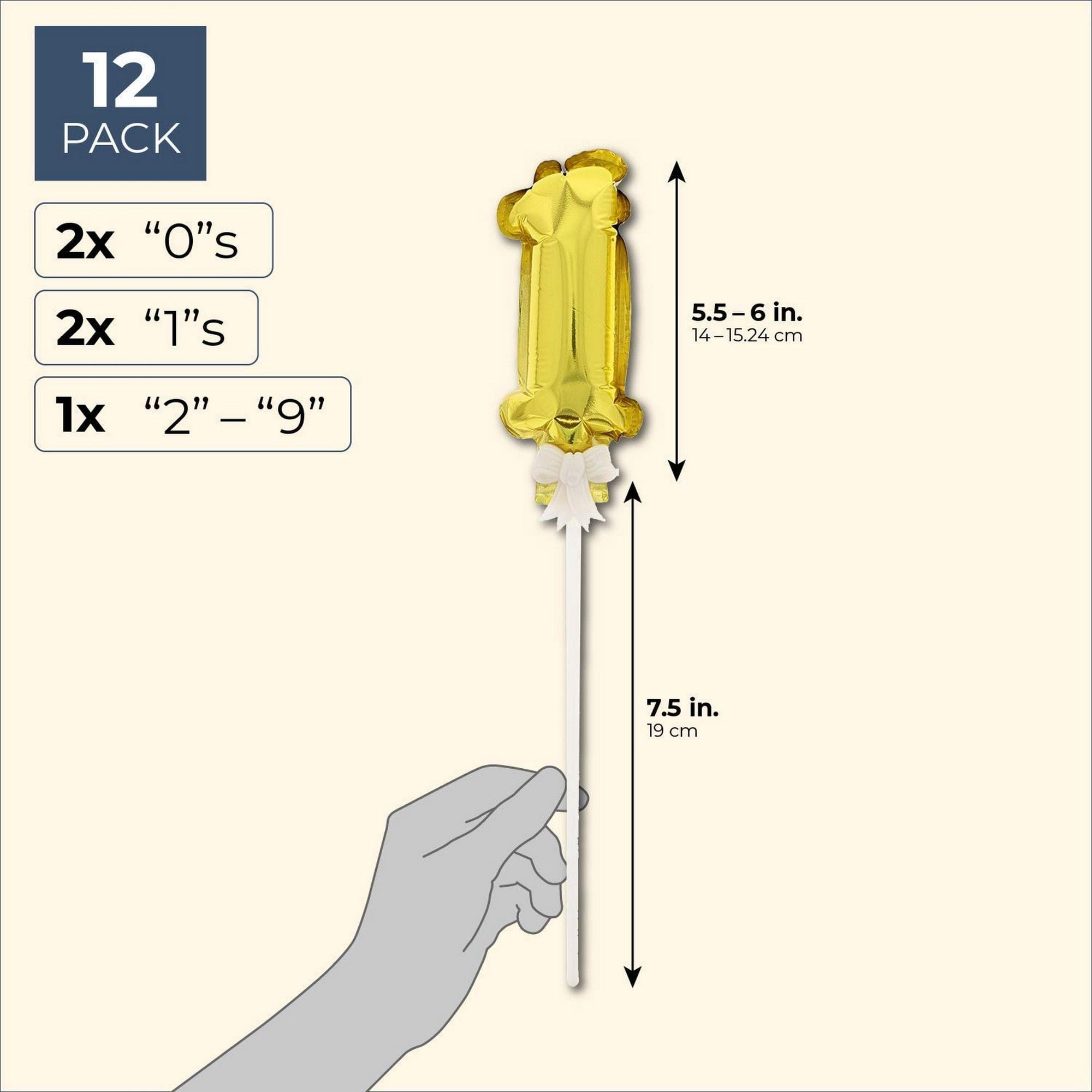 mini gold number balloons