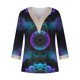 thumbnail image 4 of ICHUANYI Liquidación Moda Mujer Verano V-Cuello Manga Larga Manga 3/4 Impresión Casual Camiseta Blusa Tops ICHUANYI WER202308253984, 4 of 5