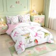 thumbnail image 2 of Manfei Watercolor Cocktail Bowtie 7 Pieces Full Size Bedding Sets,Martini Fruit Girly Full Size Bed in a Bag,Pink Reversible, 2 of 7