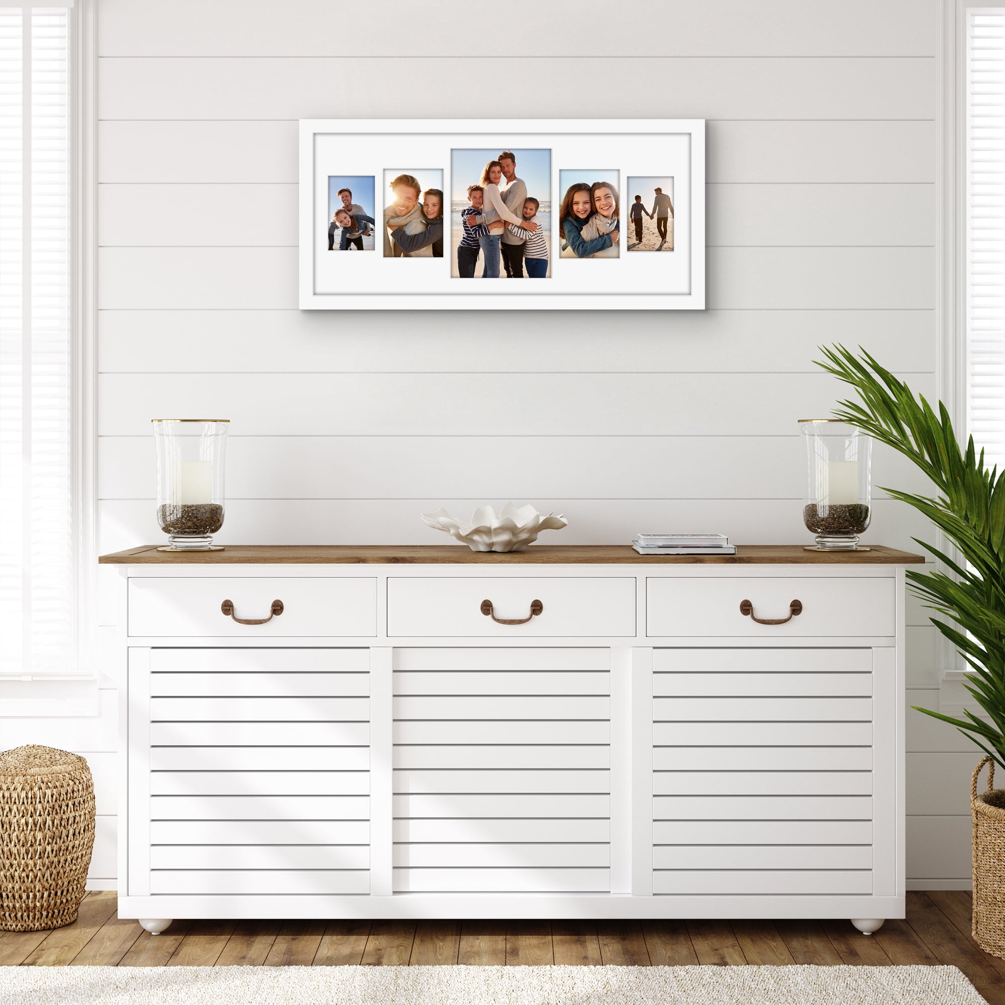 Americanflat 12x28 Picture Frame with Polished Plexiglass Collage Multi Frames Fit One Two Photos - White