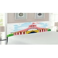 thumbnail image 2 of Circus Headboard, Striped Strolling Marquee Tent Flag Art Holiday Leisure Time Fun Print, Upholstered Decorative Metal Bed Headboard with Memory Foam, King Size, Multicolor, by Ambesonne, 2 of 4