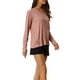 thumbnail image 4 of INSPIRAR CHIC Ropa de dormir para mujeres, camiseta de lounge de cuello en V, de canalé, de manga larga, color rosa, 4 of 6