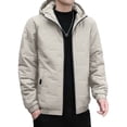 thumbnail image 2 of Gomelly Mens Jacket Long Sleeve Outwear Windproof Overcoats Men's Casual Sport Parka Jackets Solid Color Hooded Puffer Coat Khaki S, 2 of 6