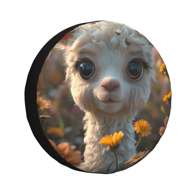 Balery Adorable Llama In Flowers Cubiertas para Neumáticos - Protector Resistente para Neumáticos de Camioneta, SUV, Remolque, Camper y RV-16 inch