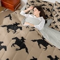 thumbnail image 4 of Homewish Female Men Western Cowgirl Twin Bedding Sets 7-Piece,Black Brown Bedding Comforter Set Microfiber,Exotic Style Breathable Sheet Sets,Ultra Soft Home Decor,Reversible, 4 of 8