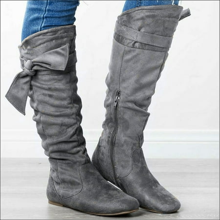 

Christmas Clearance Hvyes Women s Shoes Fashion Retro Solid Color Ethnic Style Flat Bottom Female High Boots