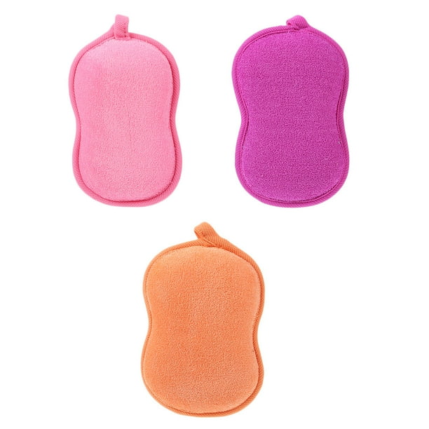 GOOHOCHY 3 cepillos de ducha con forma de cacahuete para niños, esponjas de baño, esponjas de baño, exfoliantes corporales.