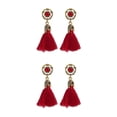 thumbnail image 4 of Minnieouse Pendientes largos de borla, anillo de oreja de Palacio barroco Retro, joyería de mujer a juego, gotas de orejas elegantes para mujeres Rojo 2Conjunto, 4 of 6