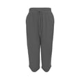 thumbnail image 5 of Outfmvch Linen Capri Pants for Women Straight Wide Leg Linen Palazzo Trousers Cropped Linen Pants Women Loose Fit Wide Leg Wide Leg Crop Pants Plus Size Elastic Waist Trousers Dark Gray S-3XL, 5 of 5