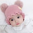 thumbnail image 4 of Kids Hat Khaki Fashion Baby Pompoms Duck Ruffle Rim Knitting Hat Cap Ear Warm Beanie Headwear, 4 of 5