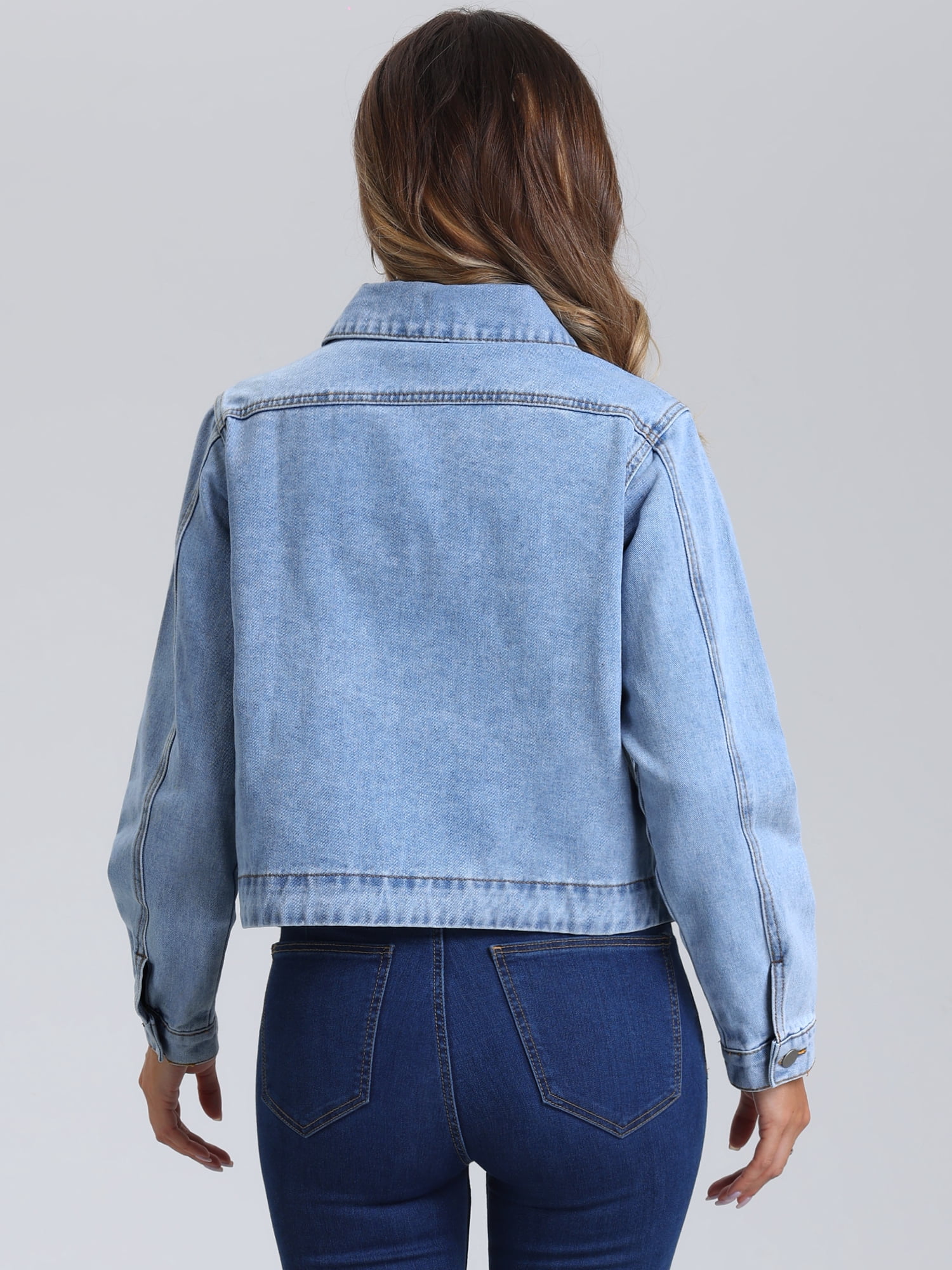 DARING DIVA Women's Vintage Casual Classic Denim Jacket XS Light Blue