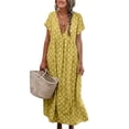 thumbnail image 2 of ITFABS Robes Décontractées à Manches Courtes pour Femmes, Imprimé Floral, Maxi, Amples, Robes de Plage, 2 of 6