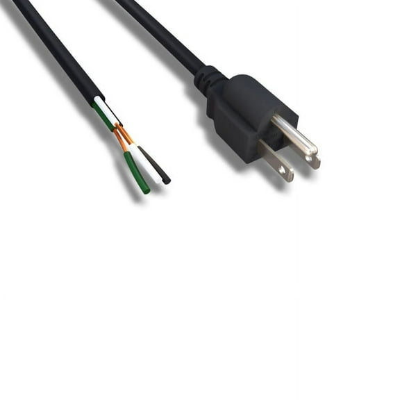 Kentek 6 Feet Ft 18 AWG AC Power Cable Cord NEMA 5-15P to ROJ Pigtail 3 Wires 15A/125V Black