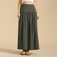 thumbnail image 2 of Bovxnpu Plus Size Skirts For Women, Womens Long Maxi Skirts High Waist A Line Casual Skirts, Women's Summer Casual Solid Color Fold Pocket Elastic Waist Skirt S, 2 of 5